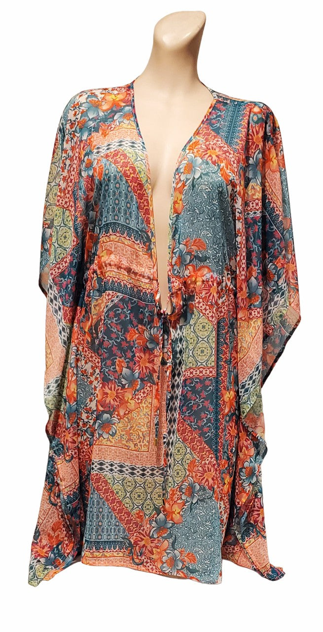 Into The Bleu by Amerex Side Slit Chiffon Cover-Up